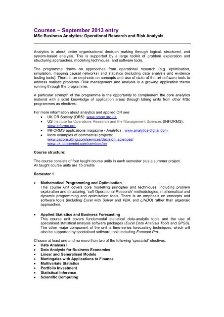 operational research courses operational research courses