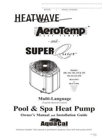 Pool & Spa Heat Pump - AquaCal