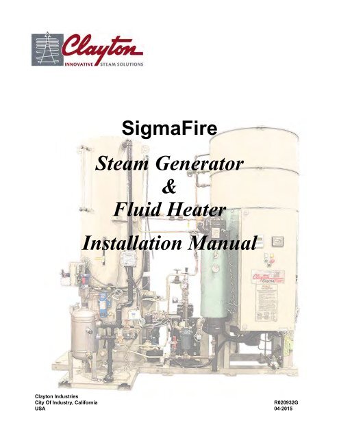 SigmaFire Installation Manual, rev. F - Clayton Industries