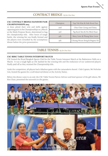 Chinese Swimming Club Bi-monthly Newsletter / May - June 2013