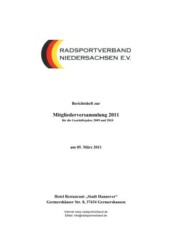 Mitgliederversammlung 2011 - Radsportverband Niedersachsen