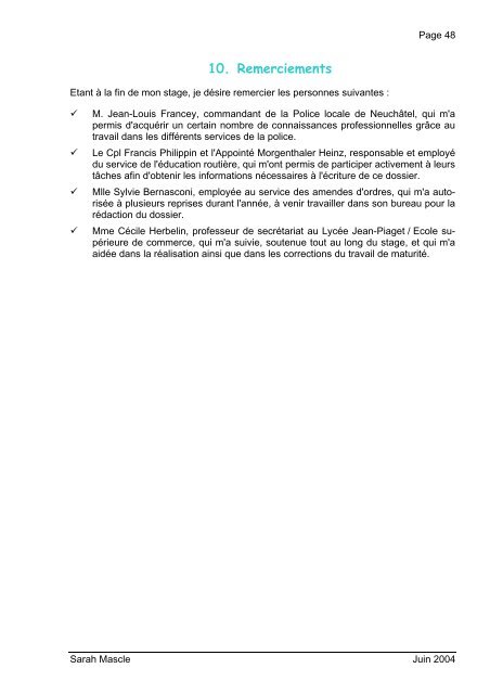 Document - Police de la ville de Neuchâtel