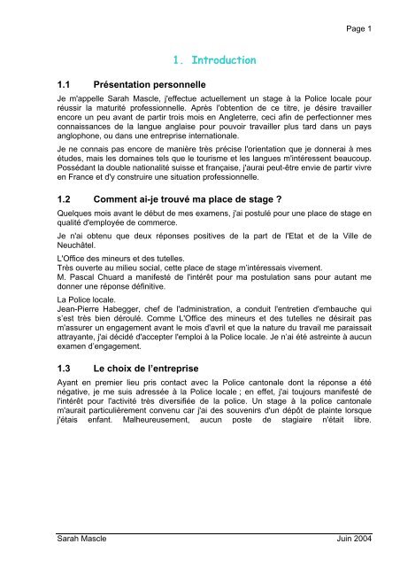 Document - Police de la ville de Neuchâtel