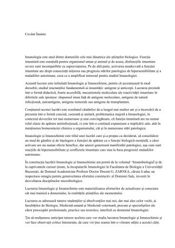 CuvÃ¢nt Ãnainte Imunologia este unul dintre ... - Cursuri Medicina