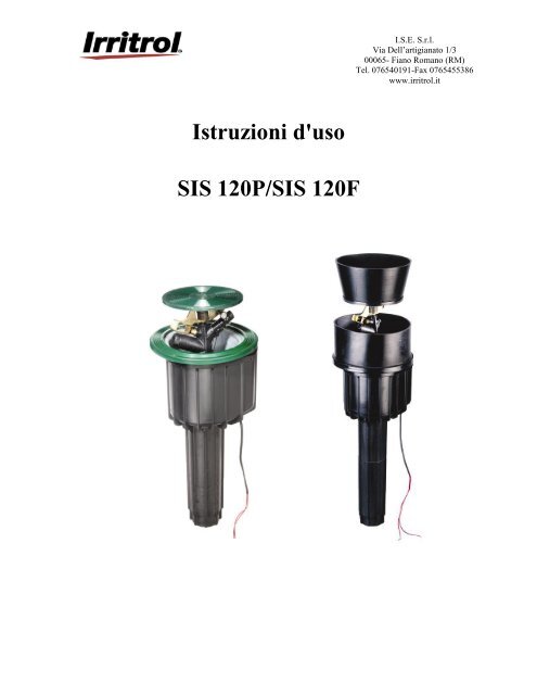 Istruzioni d'uso SIS 120P/SIS 120F - Irritrol