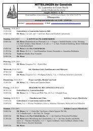 MITTEILUNGEN der Gemeinde St. Laurentius in Essen-Steele