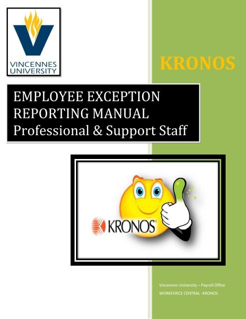 kronos employee exception reporting instructions - Vincennes ...