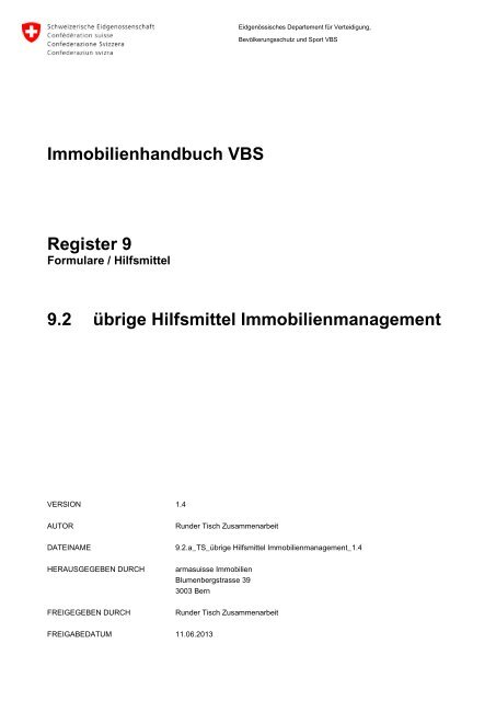 Immobilienhandbuch VBS Register 9 9.2 übrige ... - Armasuisse