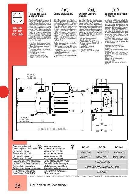 D.V.P. Vacuum Technology DC.4D DC.8D DC.16D E GB D I - svirla.lt