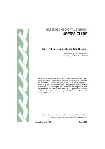 Greenstone Digital Library User's Guide