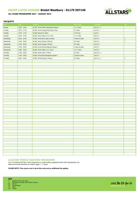 Junior Activities - David Lloyd