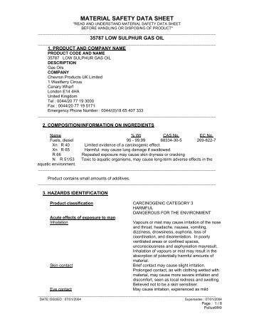 Low Sulphur Gas Oil - Chevron Global Marine