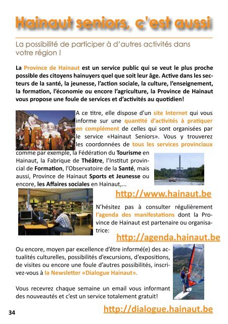 HAINAUT SENIORS - La Province de Hainaut