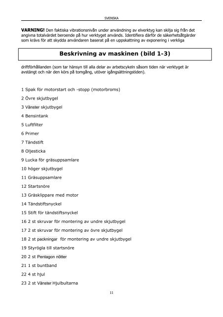 Bruksanvisning fÃƒÂ¶r grÃƒÂ¤sklippare med uppsamlare ... - Jula