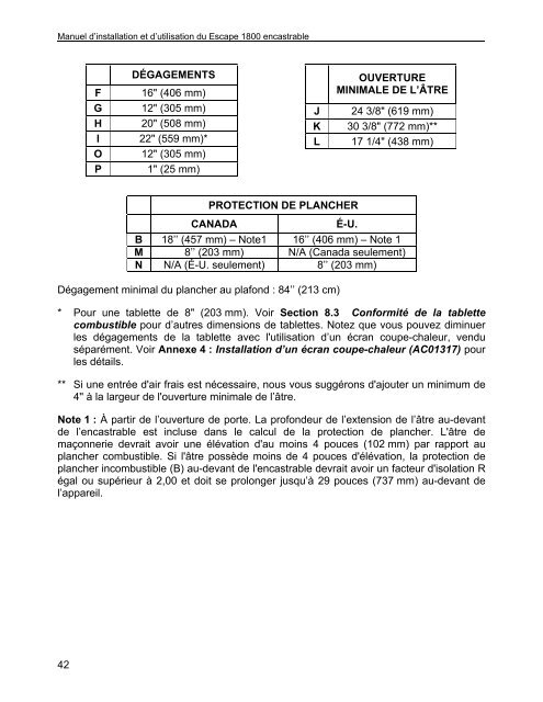 Manuel d'installation et d'utilisation du Escape 1800 ... - Drolet