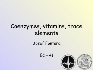 Coenzymes, vitamins, trace elements