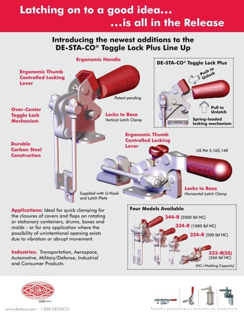 Toggle Lock Plus Latch Clamps Flyer - De-Sta-Co