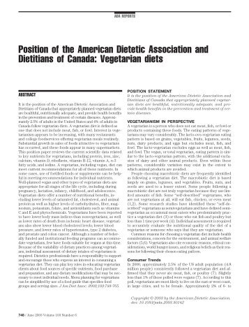 Position of the American Dietetic Association and Dietitians of ...