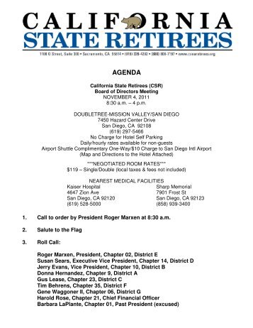 Board Meeting Agenda - California State Retirees