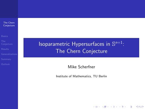Isoparametric Hypersurfaces in Sn+1: The Chern Conjecture