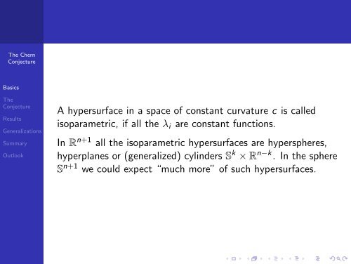 Isoparametric Hypersurfaces in Sn+1: The Chern Conjecture