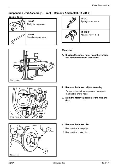 Suspension Unit Assembly Ã¢Â€Â“ Front Ã¢Â€Â“ Remove And ... - Ford Scorpio