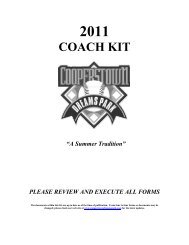 COACH KIT - the Cooperstown Dreams Park