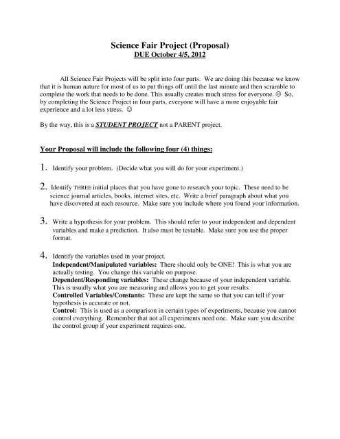 Science Fair Project Proposal 