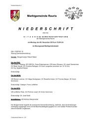 Marktgemeinde Rauris NIEDERSCHRIFT - WGR