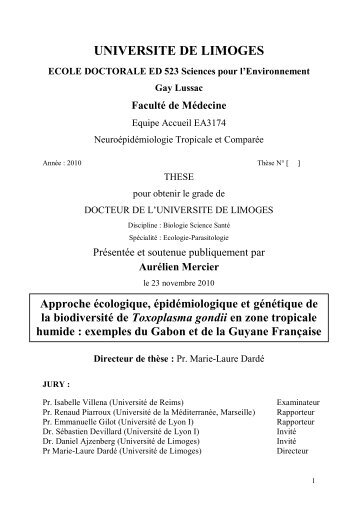Approche écologique, épidémiologique et génétique de la ...