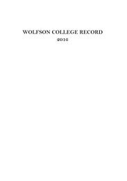 WOLFSON COLLEGE RECORD 2010