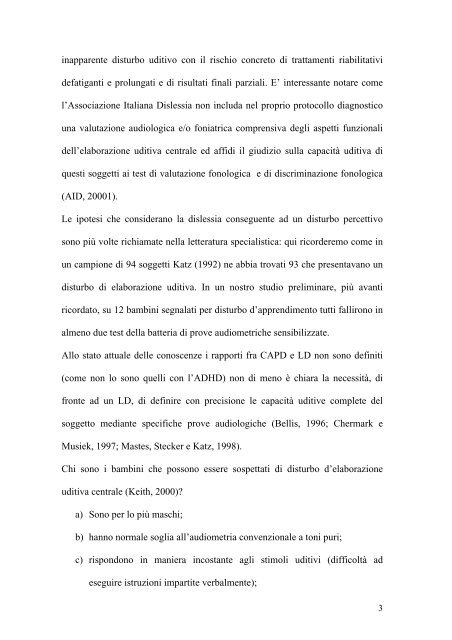 GENOVESE Elisabetta, Biondi S. Funzione uditiva e disturbi del