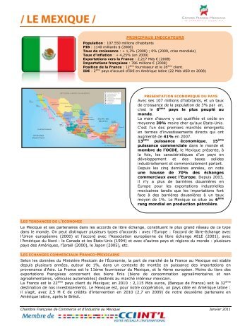 Le Mexique et ses partenaires dans les accords de libre échange ...