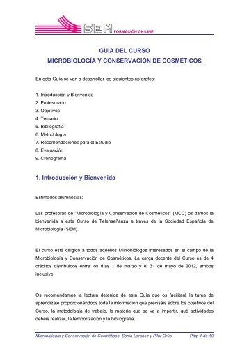 GUÃA DEL CURSO MICROBIOLOGÃA Y CONSERVACIÃN DE ...