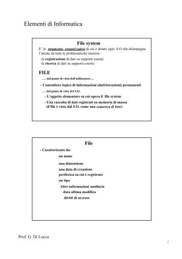 Elementi di Informatica - Università del Sannio
