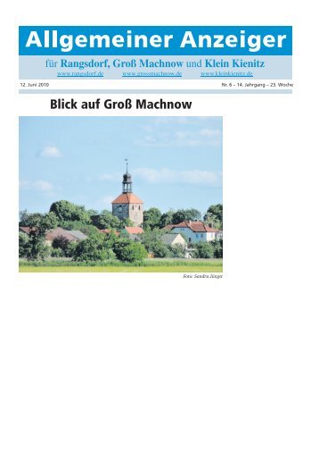 Allgemeiner Anzeiger - Rangsdorf - in der Gemeinde Rangsdorf