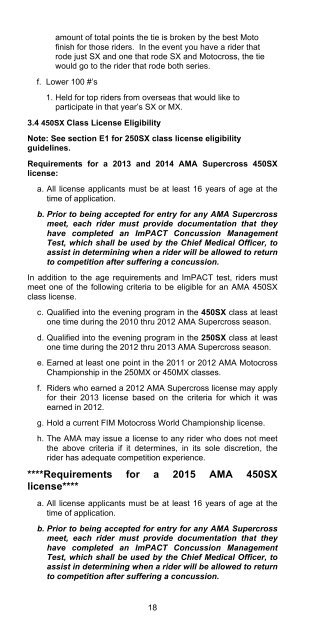 2013 AMA Supercross an FIM World Championship Rulebook