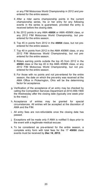 2013 AMA Supercross an FIM World Championship Rulebook