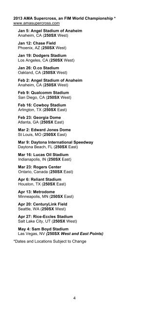 2013 AMA Supercross an FIM World Championship Rulebook