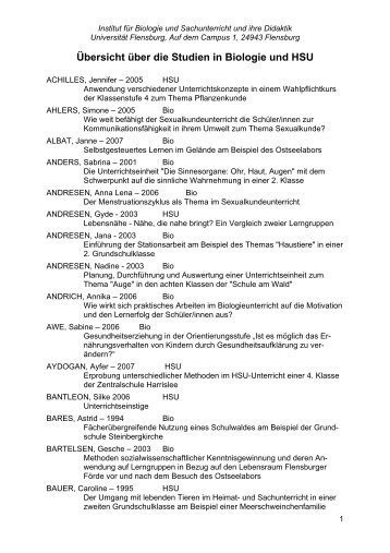 Übersicht über die Studien in Biologie und HSU - Universität ...