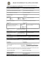 BELIZE NON-IMMIGRANT VISA APPLICATION FORM