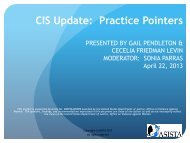 CIS Update: Practice Pointers - asista