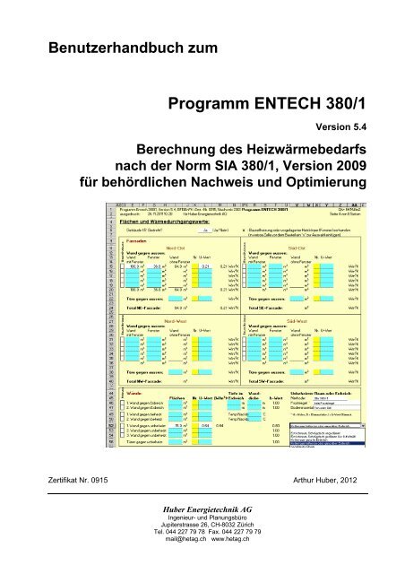 Programm ENTECH 380/1 - Huber Energietechnik AG