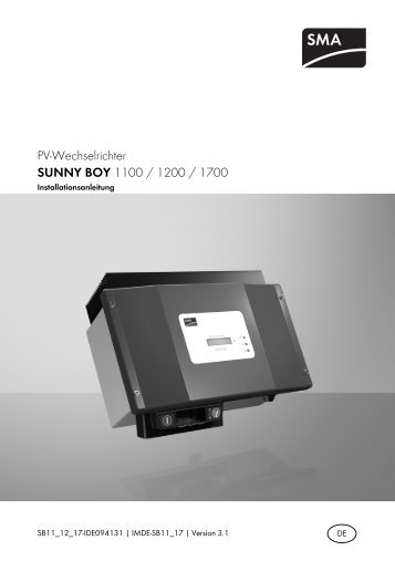 Montageanleitung SMA SB 1100 - Gerenda Solar