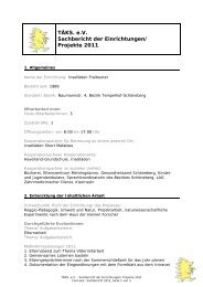 TÃKS. e.V. Sachbericht der Einrichtungen/ Projekte 2011