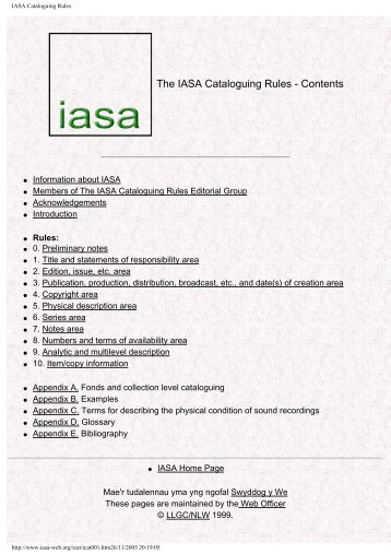 IASA Cataloguing Rules - Imaginar