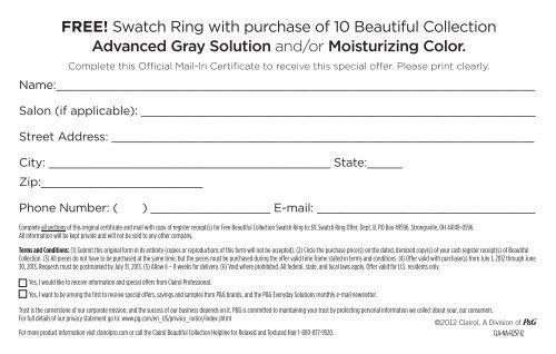 FREE!* Swatch Ring - Clairol Professional