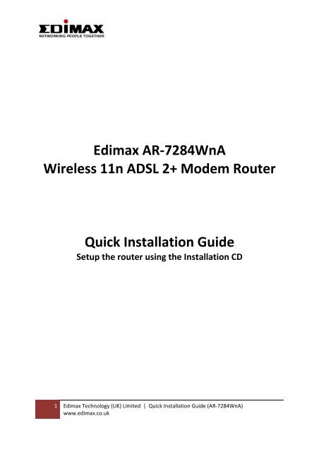 How to setup AR-7284Wna to the Internet using the ... - Edimax