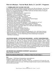 FÃªte de la Musique â€“ Fest der Musik, Berlin, 21. Juni 2011 - Programm