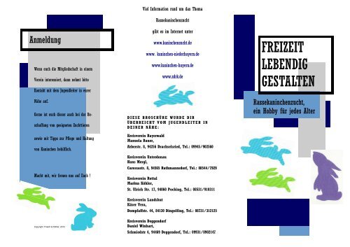 Flyer Freizeit lebendig gestalten 2012 Adressen